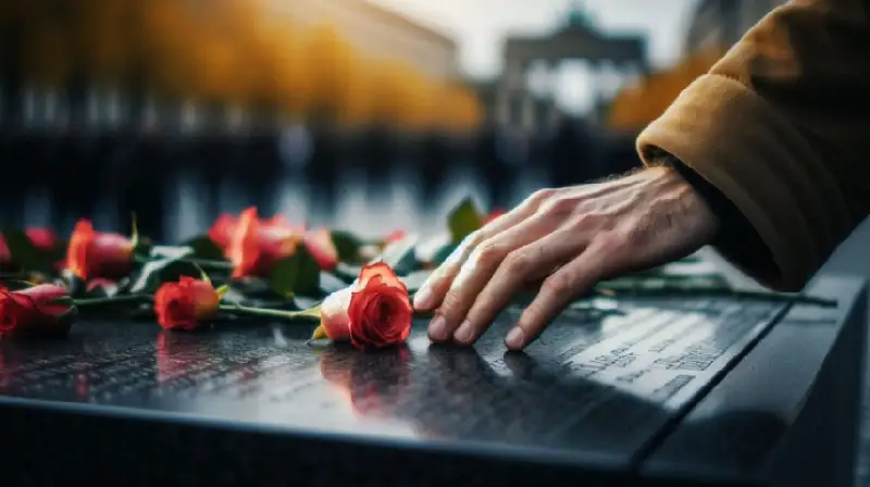 orange roses on grave